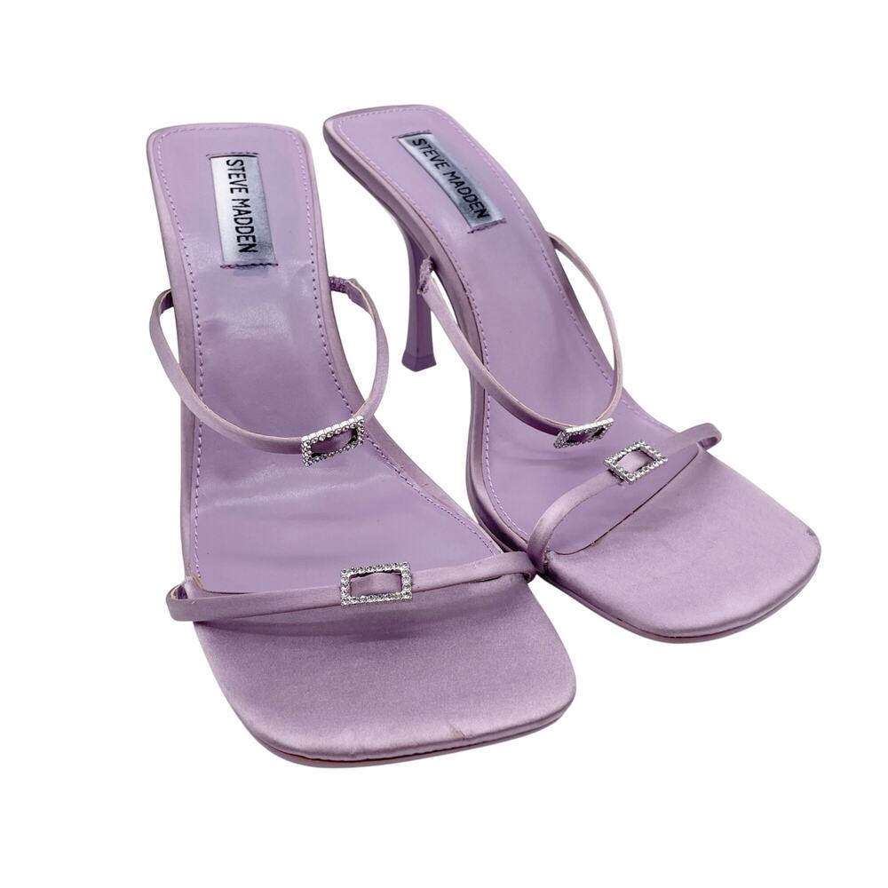 Steve Madden‎ Women's Aislin Heeled Sandal Purple Satin Size 9.5M
